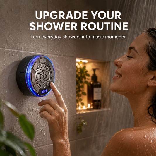Aquro S3 Ultra – IPX7 Waterproof Shower Speaker with RGB Light & LED Display