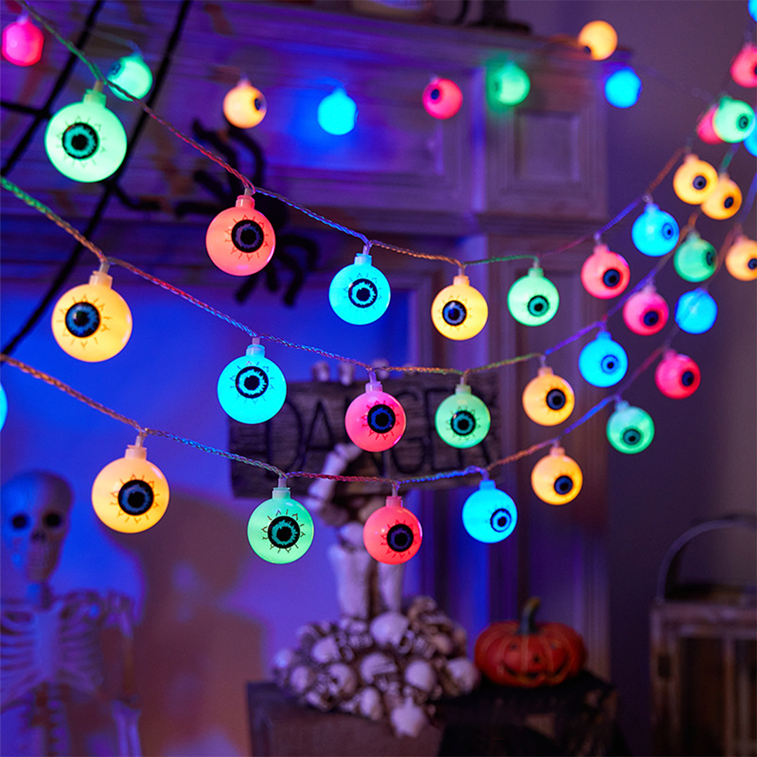 Halloween String Lights – Pumpkin, Ghost, Bat, Eyeball & Maple Leaf Designs