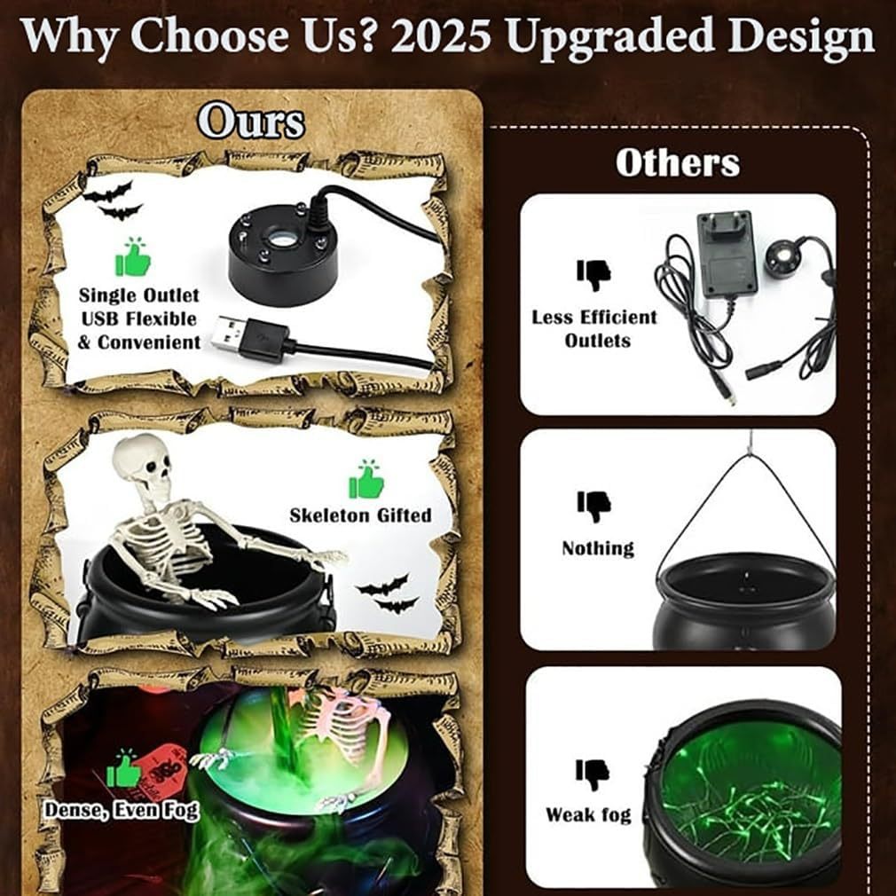 Halloween Skeleton Cauldron Fog Maker – Spooky Party Decoration