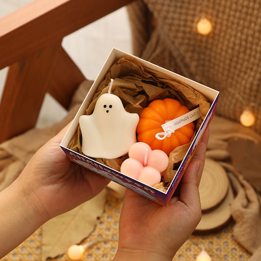 Halloween Candle Set – Ghost, Pumpkin & Bubble Cube Candles (3pcs)