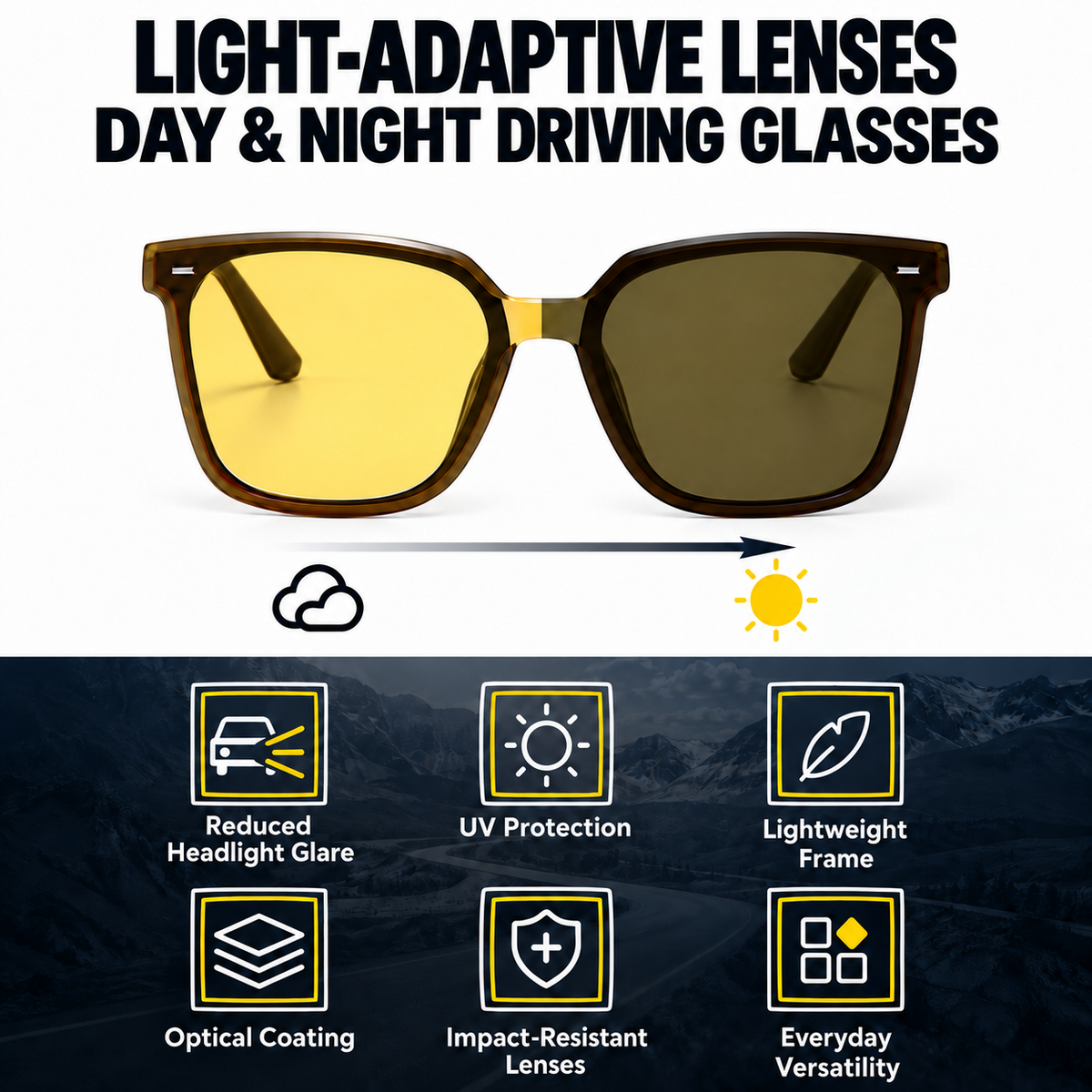 DuskShift Light-Adaptive Day & Night Driving Glasses