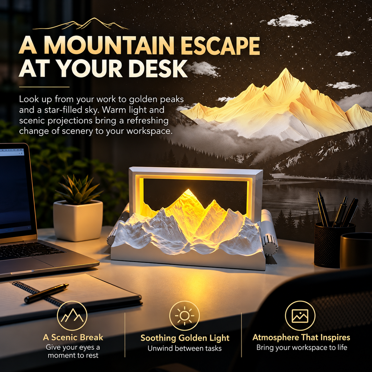 Golden Mountain 3-in-1 Projection & Aroma Lamp
