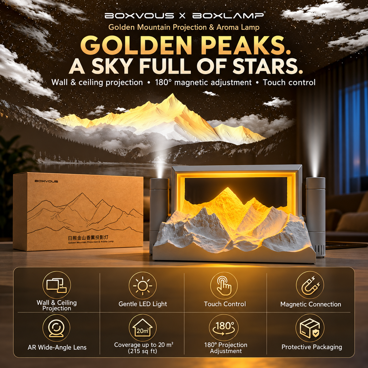 Golden Mountain 3-in-1 Projection & Aroma Lamp
