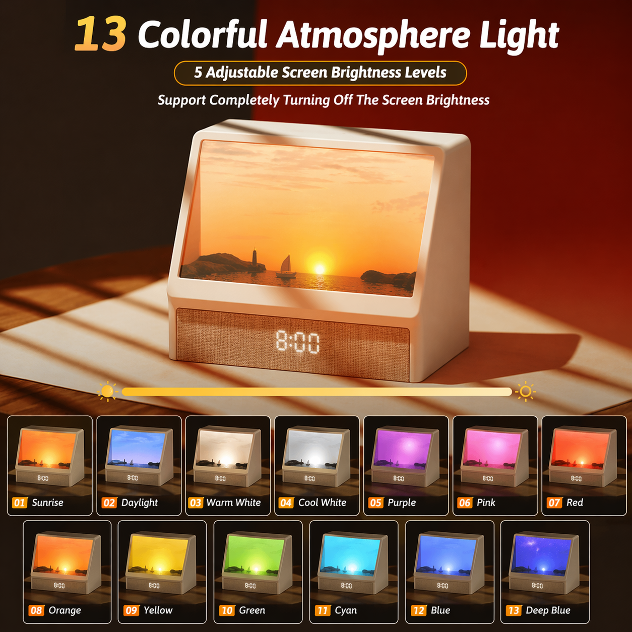 Sunrise Alarm Clock Lamp for Heavy Sleepers with White Noise Machine