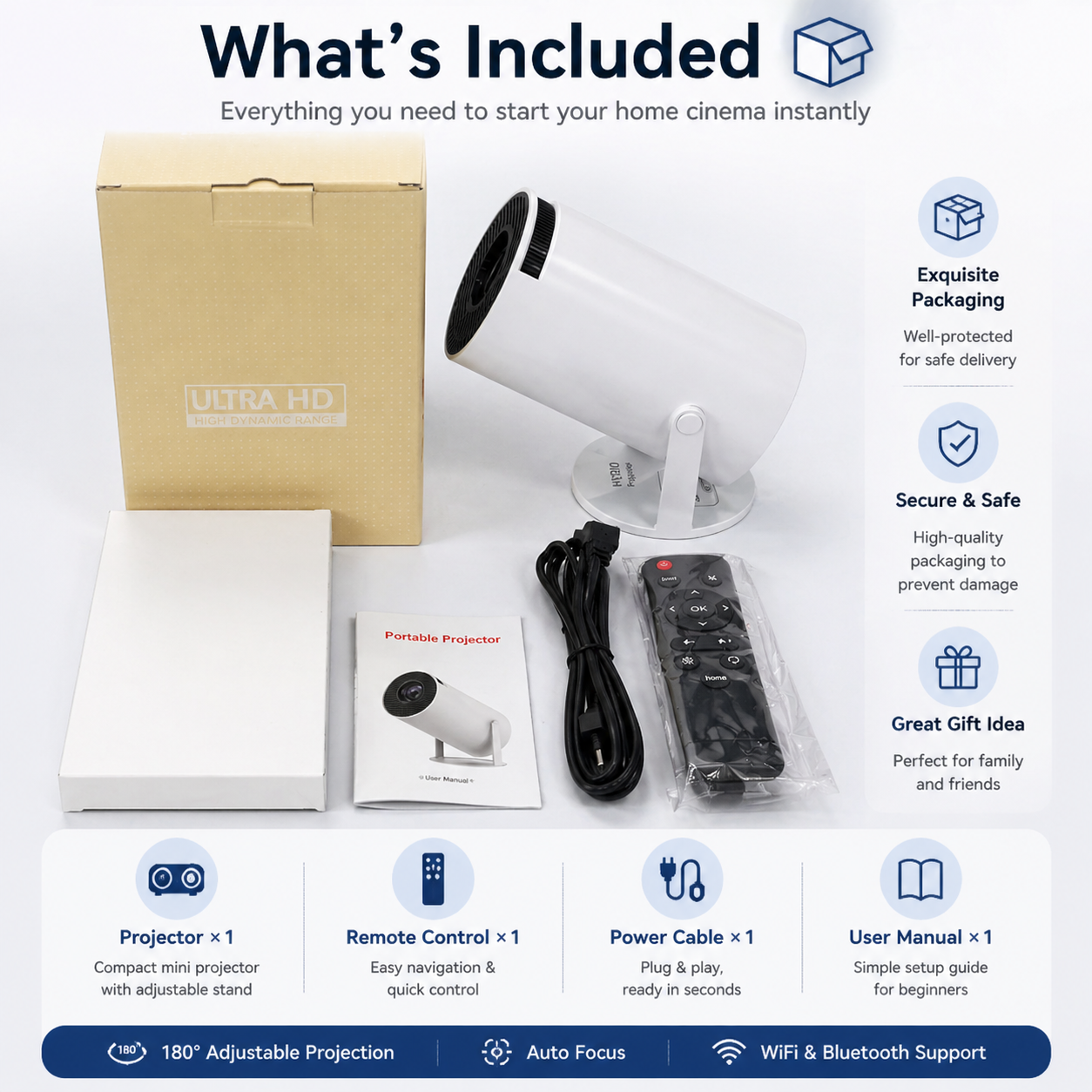 Mini 210° Smart Projector with Extra Large-Screen Display