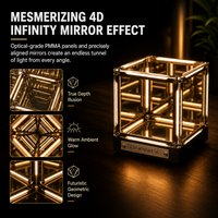 Infinity Mirror Cube LED Night Light – 4D Abyss Mood Lamp, Dimmable Rechargeable Desk Decor