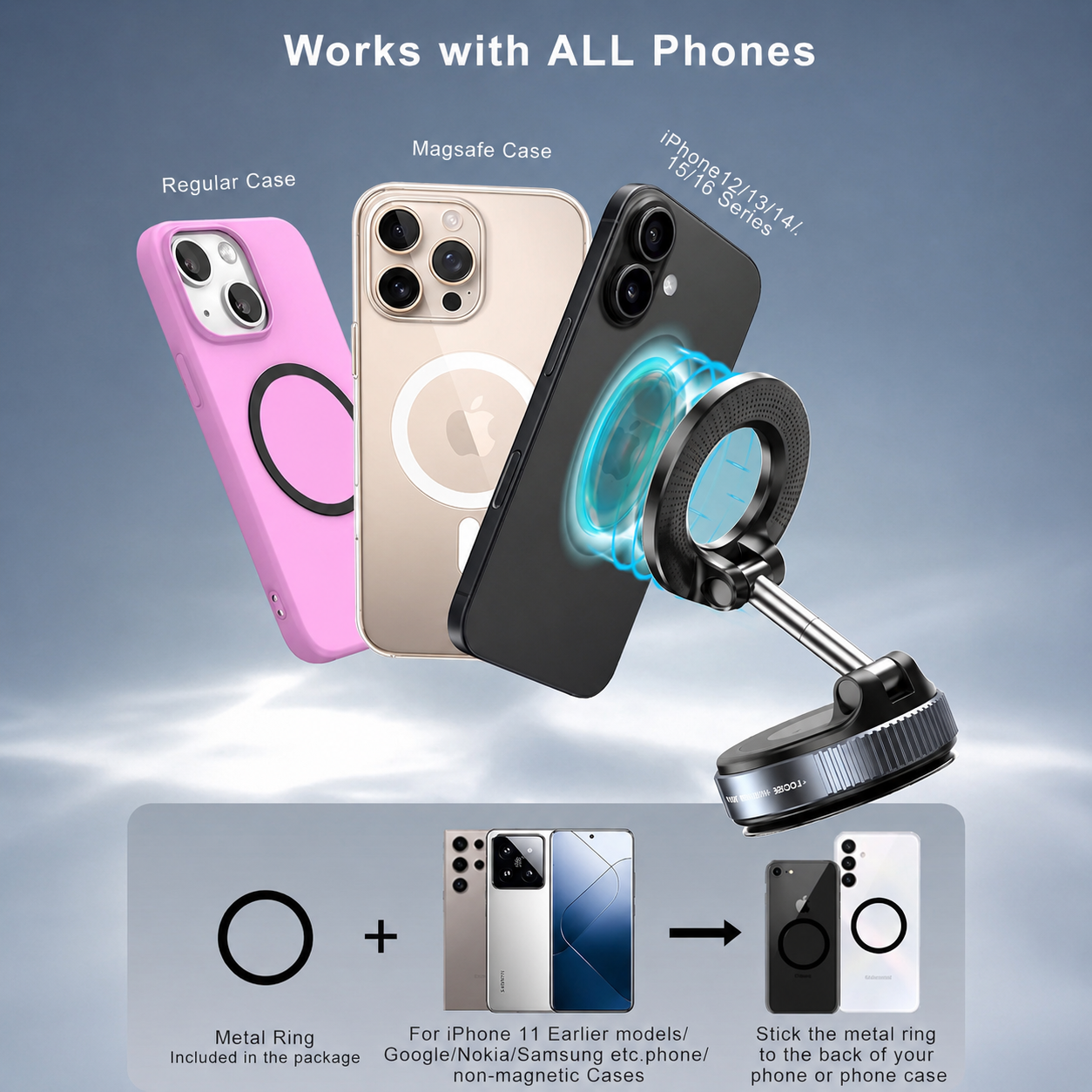 Upgraded 360° Magnetic Suction Phone Mount - The Ultimate Hands-Free Holder