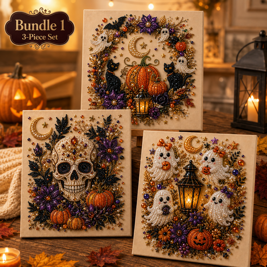 💥 Last Day 49% OFF – 👻✨ Halloween Pearl Art DIY Kit – Turn Tiny Pearls into Spooky-Cute Magic