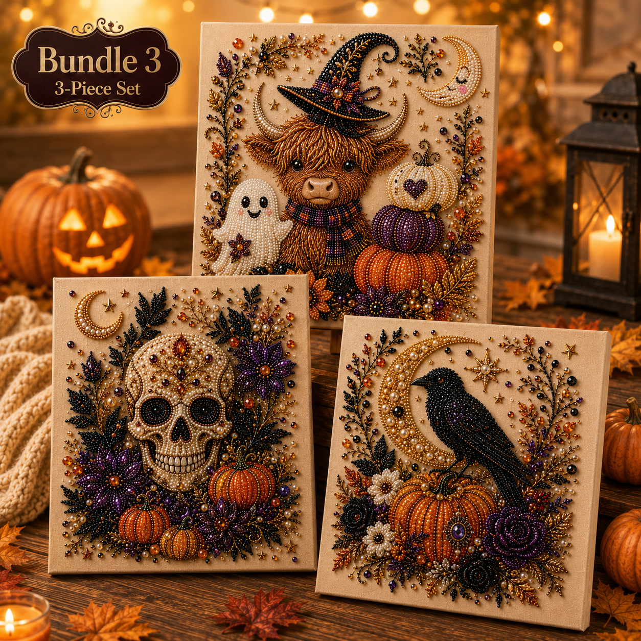 💥 Last Day 49% OFF – 👻✨ Halloween Pearl Art DIY Kit – Turn Tiny Pearls into Spooky-Cute Magic