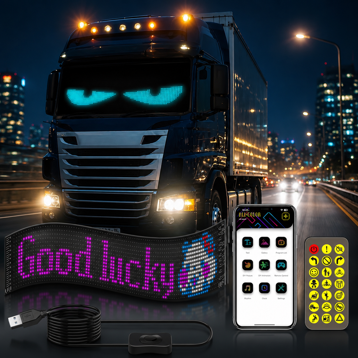 GlowPanel X – Programmable Car LED Display with Smart Remote Control