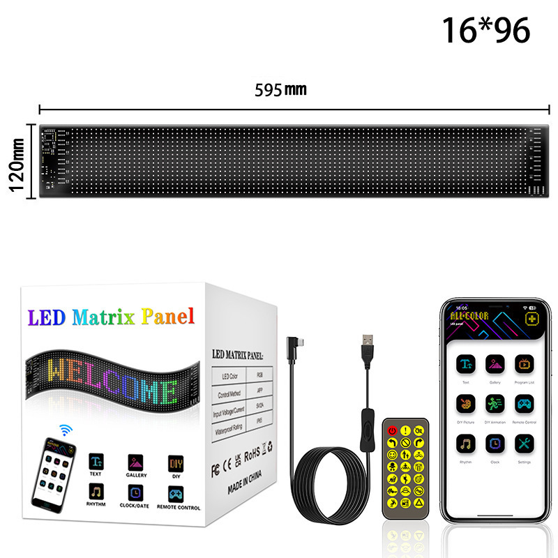 GlowPanel X – Programmable Car LED Display with Smart Remote Control