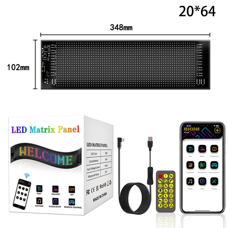 GlowPanel X – Programmable Car LED Display with Smart Remote Control