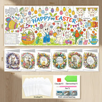 Easter Day Giant Coloring Poster with Bunny Eggs Rabbits Flowers
