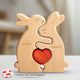 Personalized Magnetic Wooden Rabbit Family Puzzle