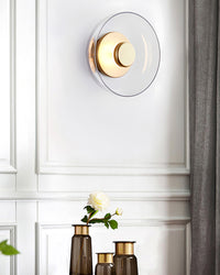 Wandlampe aus Gold und Glas