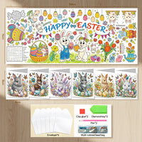 Easter Day Giant Coloring Poster with Bunny Eggs Rabbits Flowers