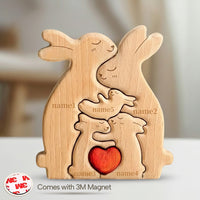 Personalized Magnetic Wooden Rabbit Family Puzzle