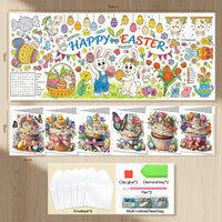 Easter Day Giant Coloring Poster with Bunny Eggs Rabbits Flowers