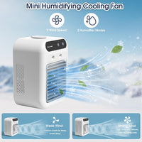 Portable Air Conditioner, 25W Rechargeable Mini Air Conditioner 2 Cool Air Spray, Evaporative Air Cooler with 2 Speeds, Small Room Mini AC for Car Bedroom Office Outdoor