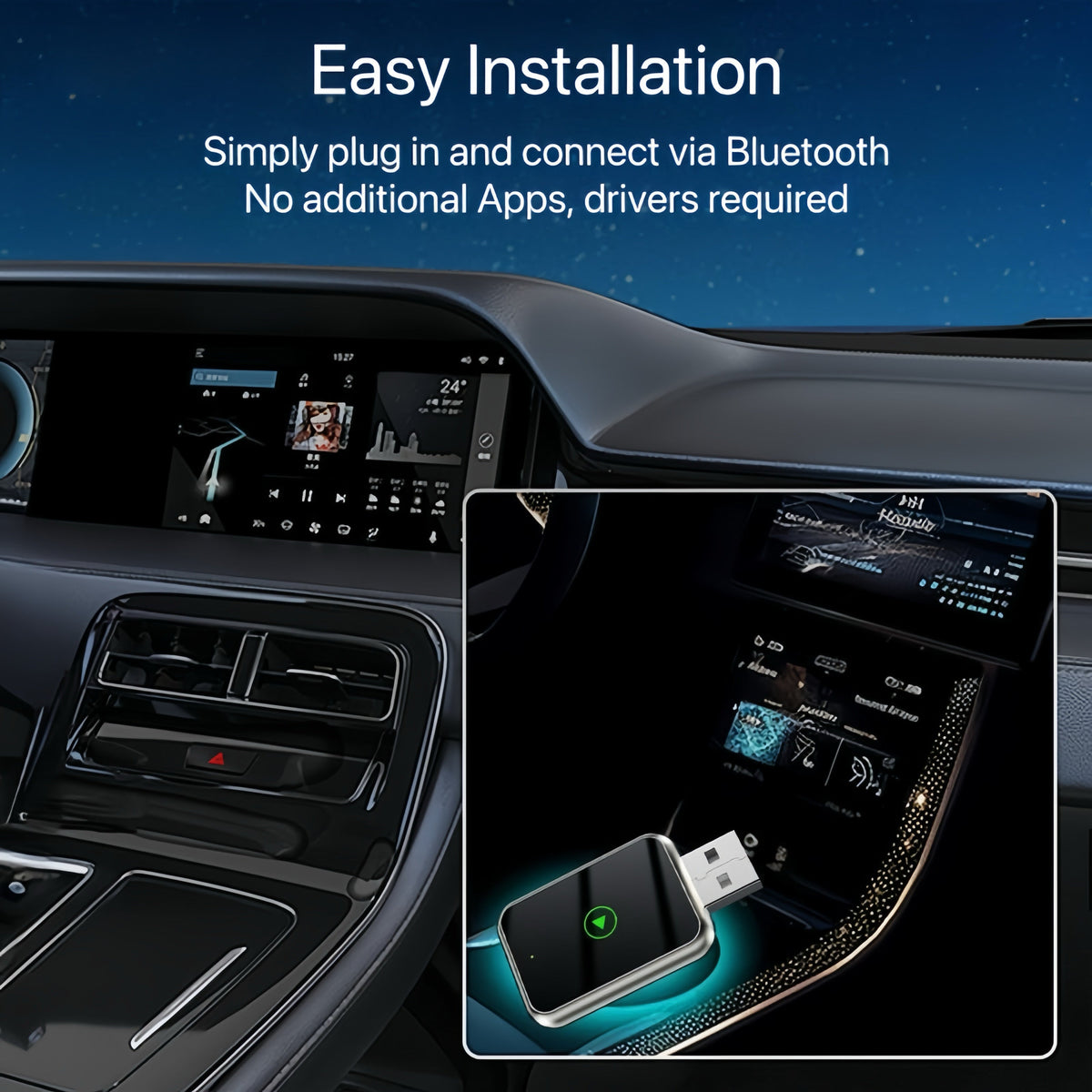 2-in-1 Wireless CarPlay & Android Auto Adapter – Plug & Play