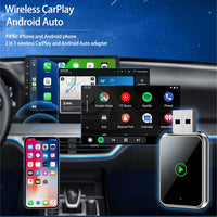 2-in-1 Wireless CarPlay & Android Auto Adapter – Plug & Play