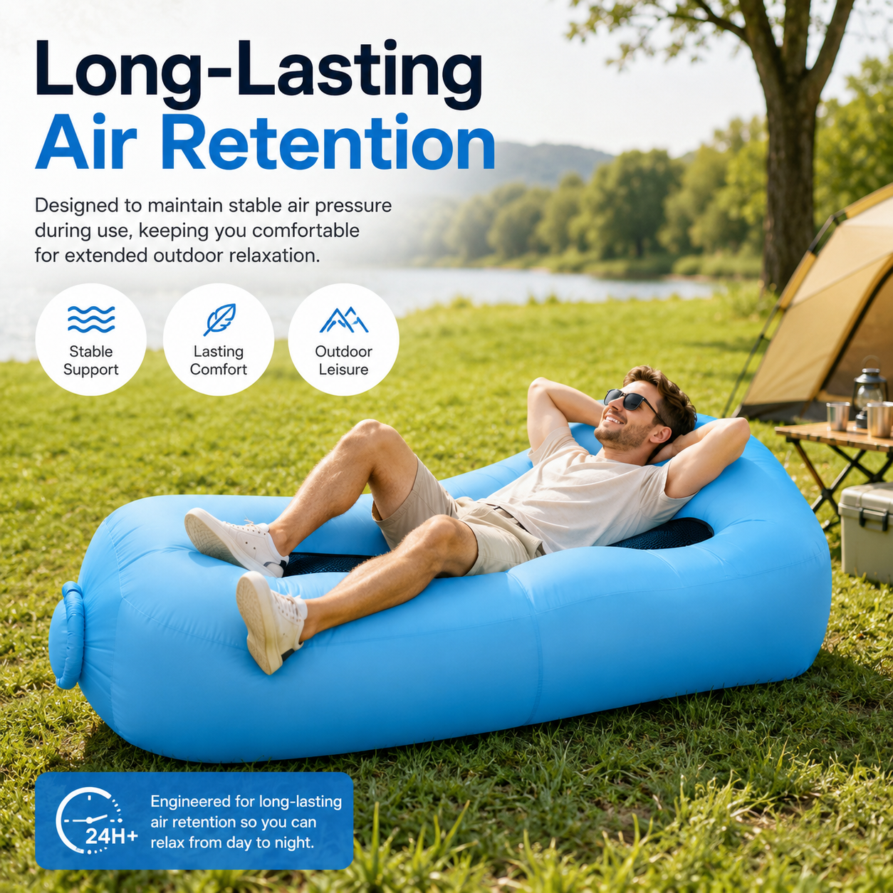 AeroLounge Go – Compact Pump-Free Inflatable Lounger