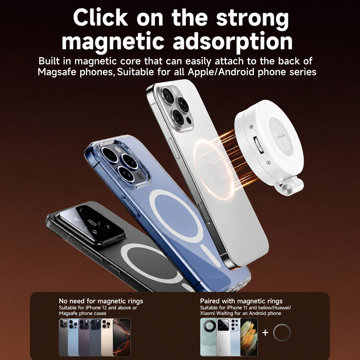 SnapLite Pro – CRI 95+ Magnetic 3-in-1 Selfie Light with Mirror
