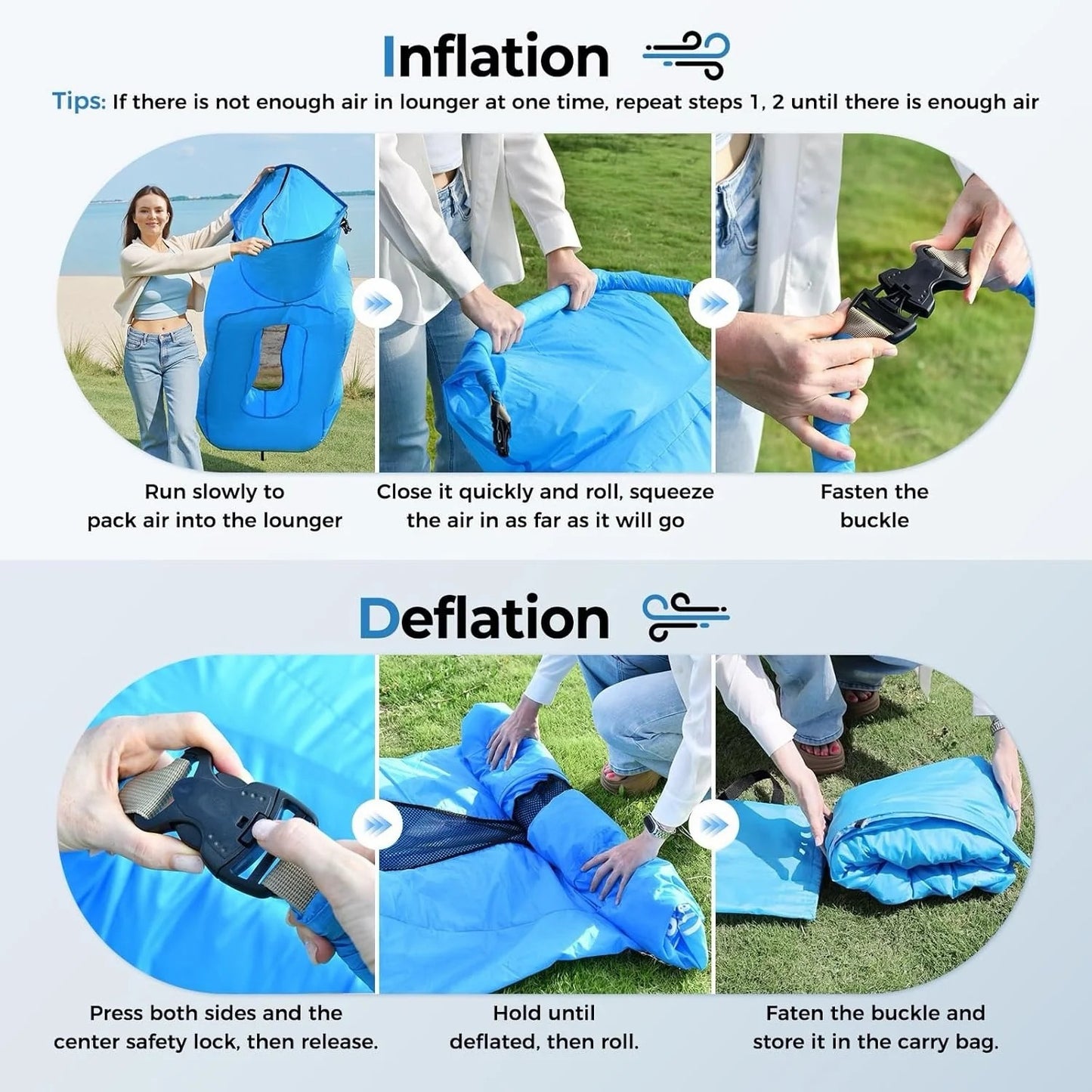 AeroLounge Go – Compact Pump-Free Inflatable Lounger