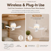 Portable Rechargeable Hanging Fan Light for Indoor & Outdoor Use