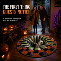 3D Skeleton Vortex Quilted Round Halloween Rug