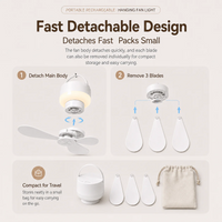 Portable Rechargeable Hanging Fan Light for Indoor & Outdoor Use