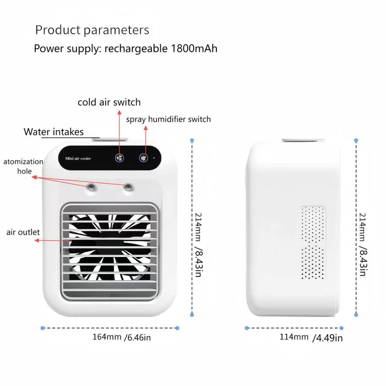Rechargeable Wireless Mini Mist Cooling Fan