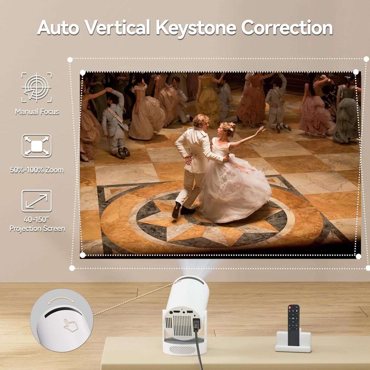 Mini 210° Smart Projector with Extra Large-Screen Display