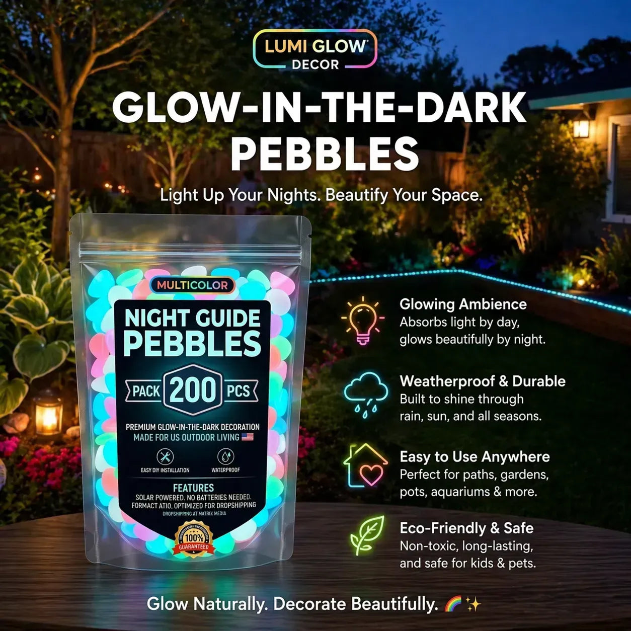 💥LAST DAY SALE 48%OFF💥🌈Colorful Glow-in-the-Dark Garden Stones