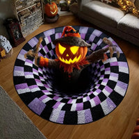 3D Skeleton Vortex Quilted Round Halloween Rug