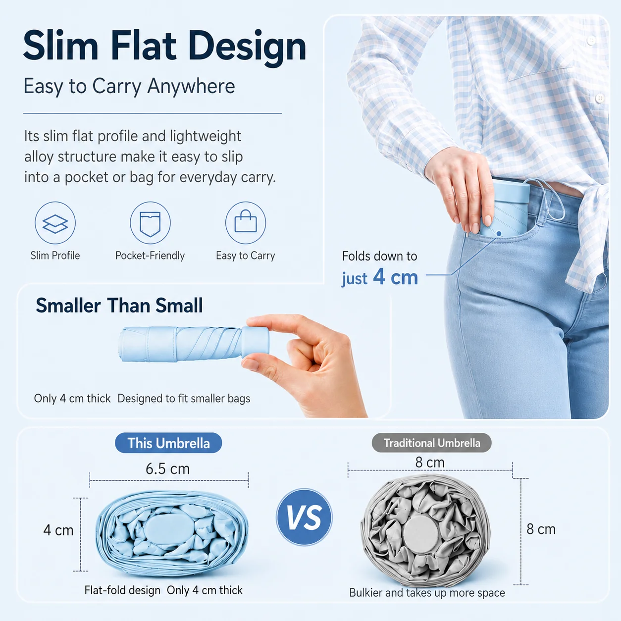 Ultra-Slim Mini Sun & Rain Umbrella – UPF 50+