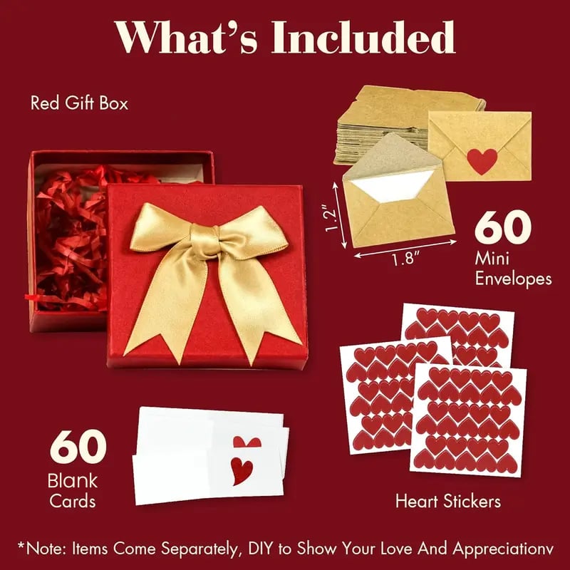 💌DIY Love Notes Box - Mini Blank Cards & Envelopes