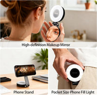 SnapLite Pro – CRI 95+ Magnetic 3-in-1 Selfie Light with Mirror