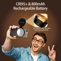SnapLite Pro – CRI 95+ Magnetic 3-in-1 Selfie Light with Mirror