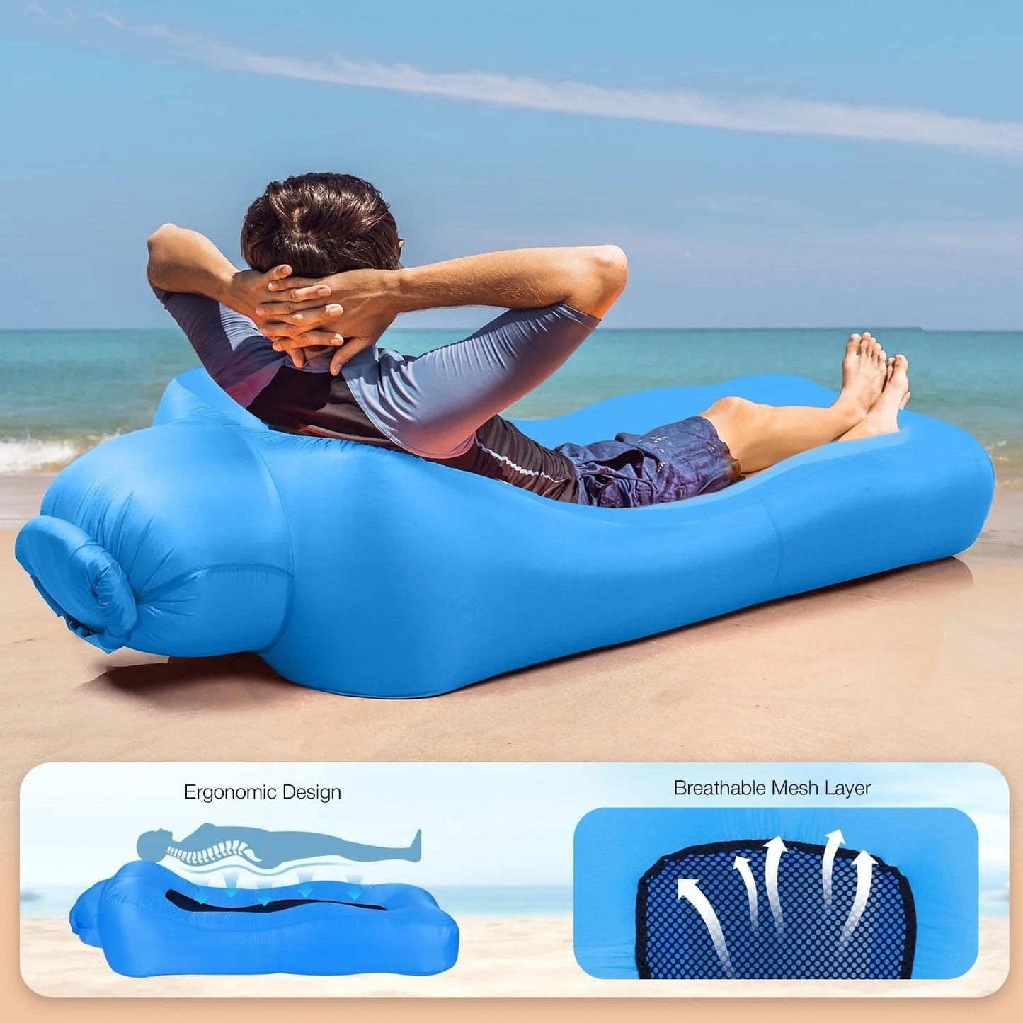 AeroLounge Go – Compact Pump-Free Inflatable Lounger
