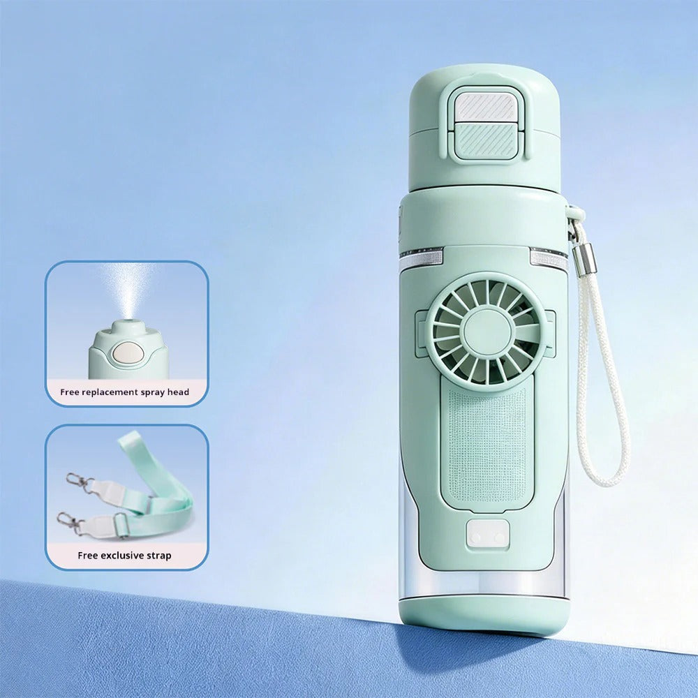 3-in-1 Water Bottle Fan — Spray Mist