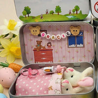Bunny Easter Plush mummy and baby bunnies in Pocket Tin