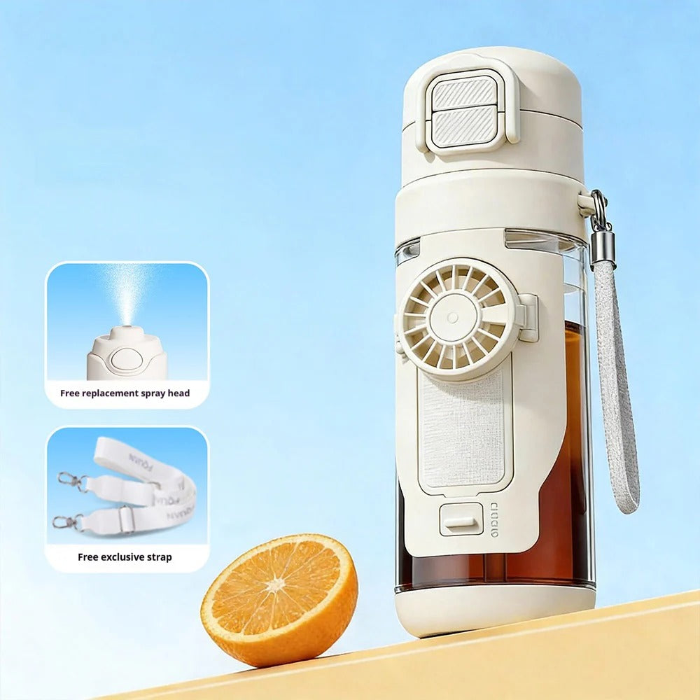 3-in-1 Water Bottle Fan — Spray Mist