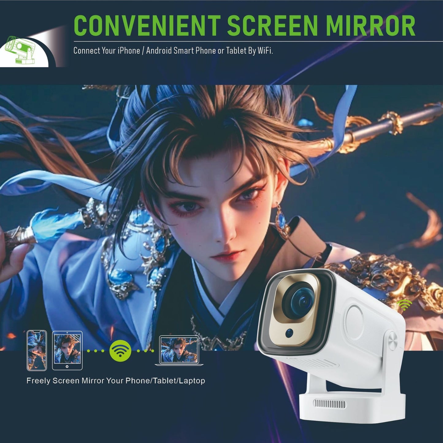 Mini HY260Pro  Portable Projector with Extra Large-Screen Display