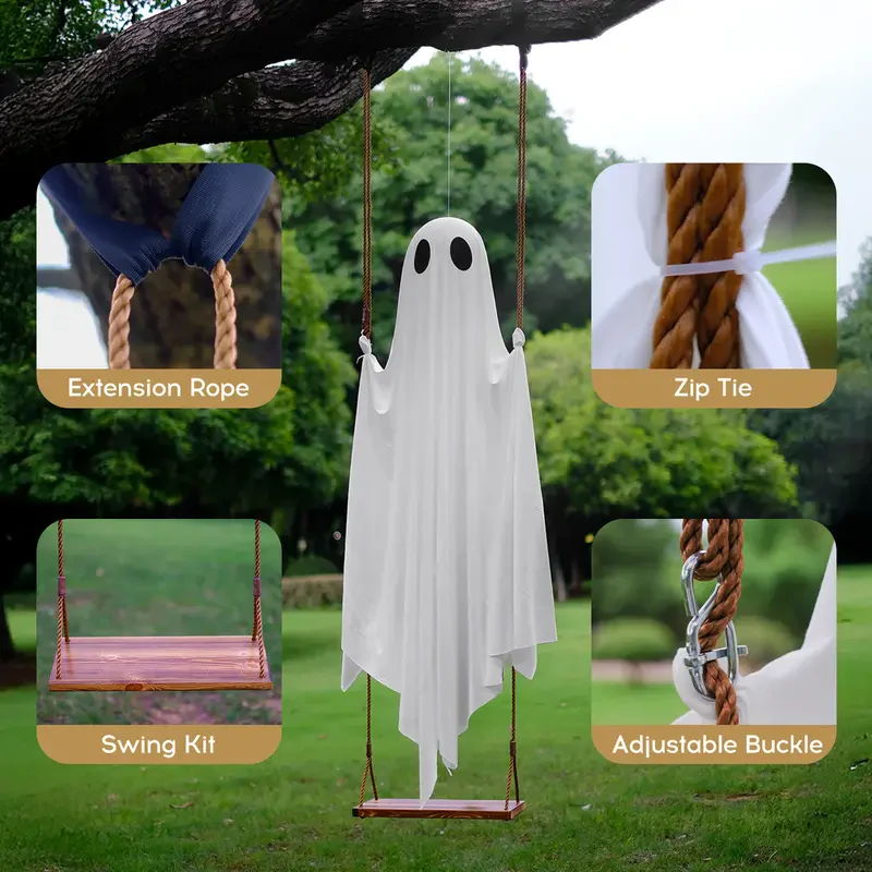 Hanging Ghost Swing Outdoor Halloween Decoration