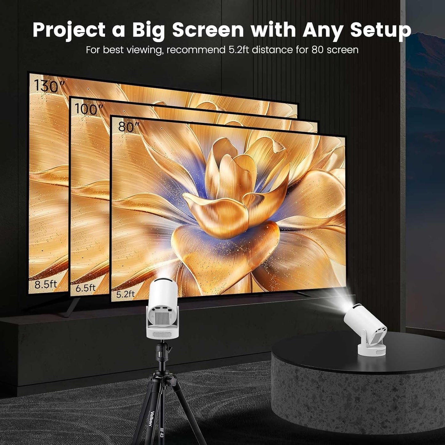 Mini 210° Smart Projector with Extra Large-Screen Display