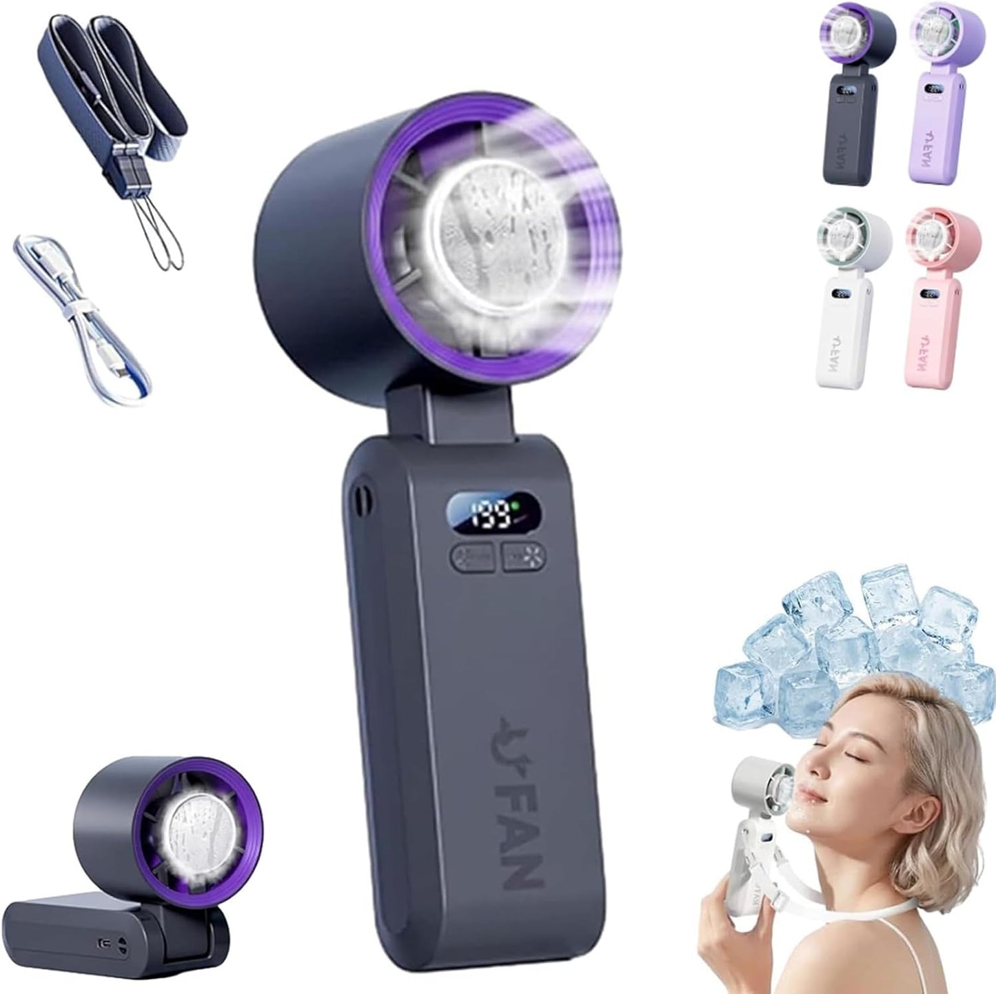 Portable Turbo Mini Fan with Ice Cooling Plate