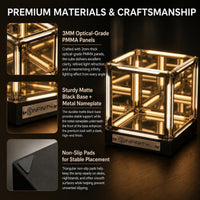 Infinity Mirror Cube LED Night Light – 4D Abyss Mood Lamp, Dimmable Rechargeable Desk Decor
