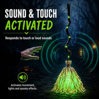Animated Halloween Witch Broom with Lights, Sound and Motion Decor