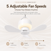 Portable Rechargeable Hanging Fan Light for Indoor & Outdoor Use